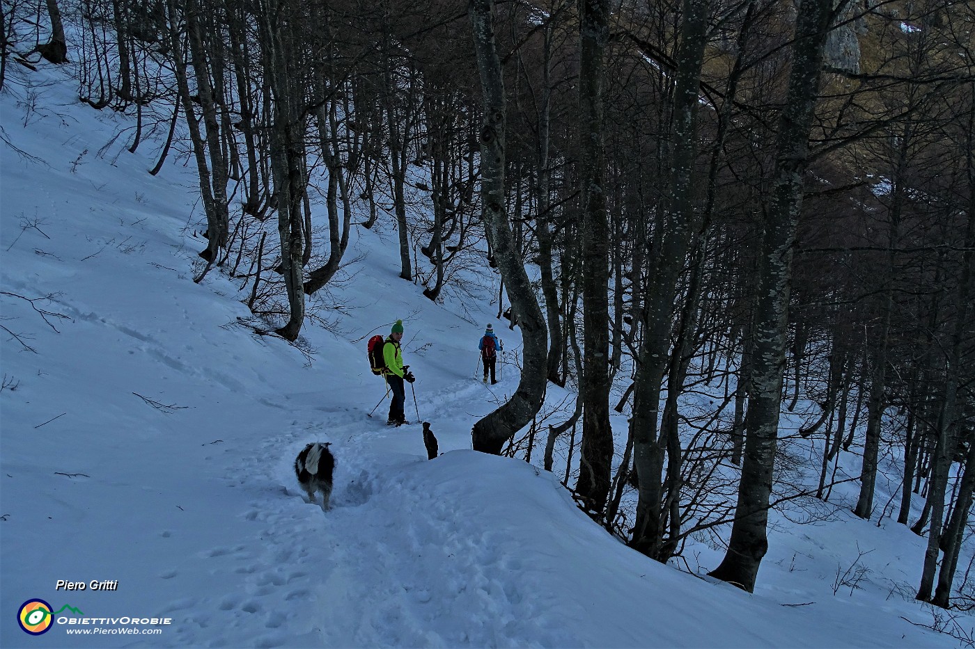 96 Dal Passo di Grialeggio sul sent. 136 scendiamo pestando neve ramponati .JPG